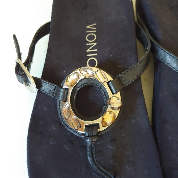 Vionic Rest Ricci Thong Sandals Black Silver Size 7 - Picture 6 of 12